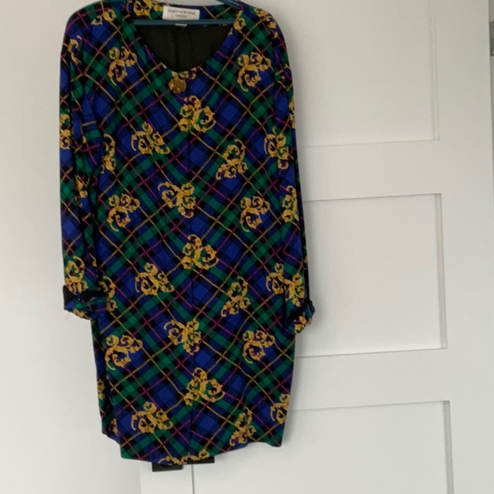 Plaid Patterned Dress in Blue and green